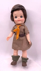 Vintage Effanbee flauschige Puppe Pfadfinderin Brownie Uniform Schlafaugen 9" Vinyl  - Bild 1 von 9