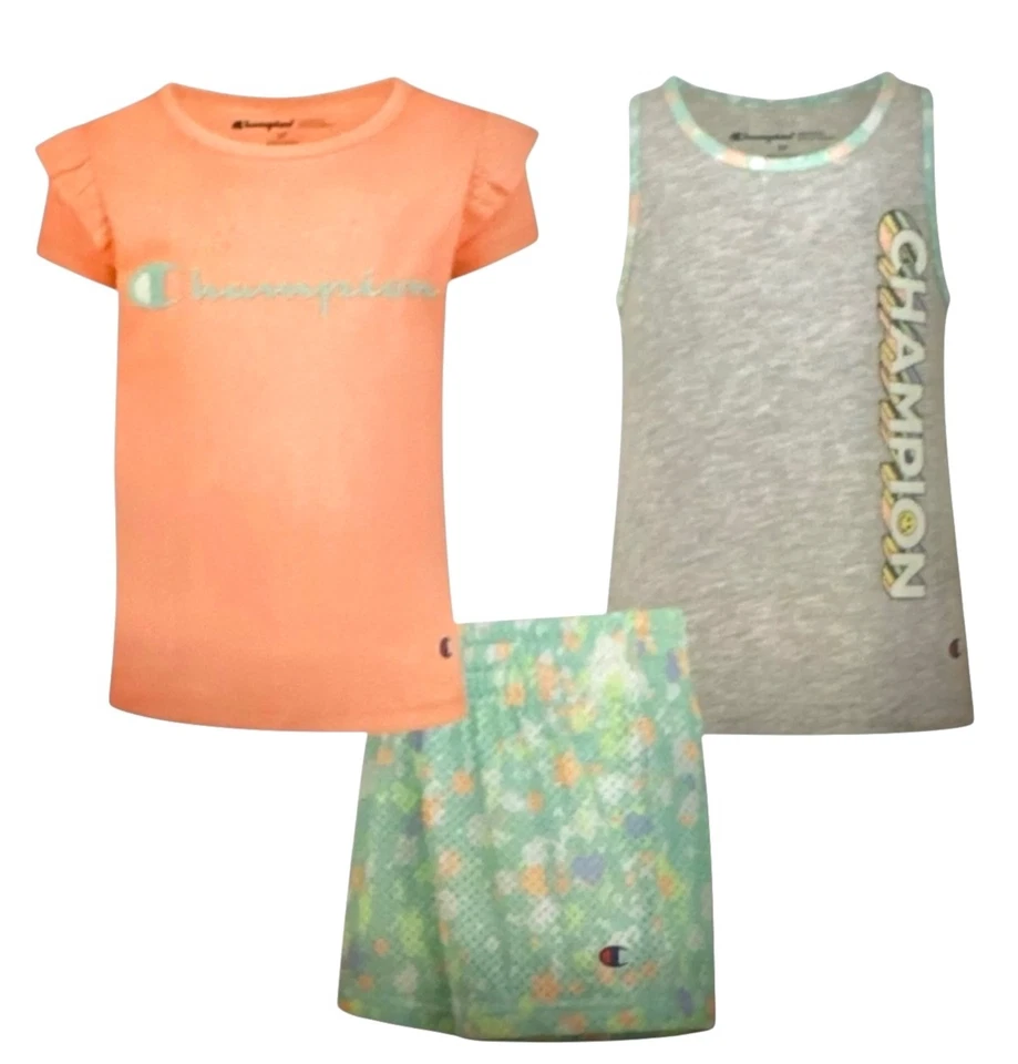 Champion Girl's 3 Pieces Tee Tank & Short Set Size 18M Multicolor -