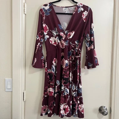 Y2K Кокетливое Цветочное Многоярусное Платье Размер M Темная Фея Романтическое Бохо Ковбой Женское - Изображение 1 из 4