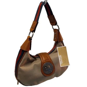 MICHAEL KORS 35T7 1MTH 1B MONTAUK II Nylon W/Leather Trim Small Hobo Wristlet - Picture 1 of 13