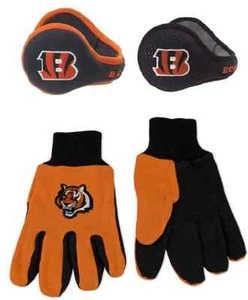 NFL Cincinnati Bengals 180s Winter Ear Warmers & Utility Glove Holiday Gift Set - Picture 1 of 3