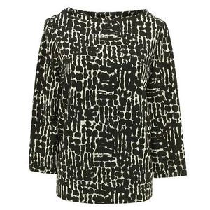STREET ONE Womens 3/4 Sleeve Sweater Sweater Submarine Black White Printed 28325 - Picture 1 of 2