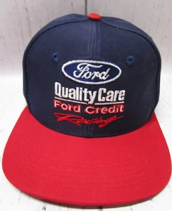 Vintage Ford Quality Care Racing NASCAR Snapback Hat Jarrett Cap USA Red White S - Picture 1 of 7