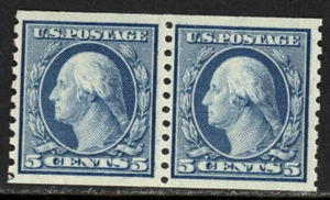 PAR DE BOBINAS SCOTT 496a 1919 5 centavos emisión washington certificado pse mnh og f-vf cat ¡450 $! - Imagen 1 de 3