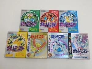 Gameboy Pokemon 7 Lot Red Blue Green Yellow Pikachu Gold Silver Crystal boxed - Picture 1 of 8