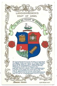 COMIC - LANCASHIRE WAPPEN "Heraldic Series" Postkarte "I'LL SUP OR FEIGHT" - Bild 1 von 1