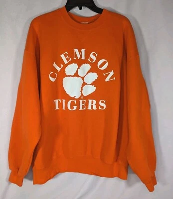 Sudadera De Colección Y2K Clemson Tigers Varsity Spellout Paw Naranja Cuello Redondo XL Foto 1 de 4