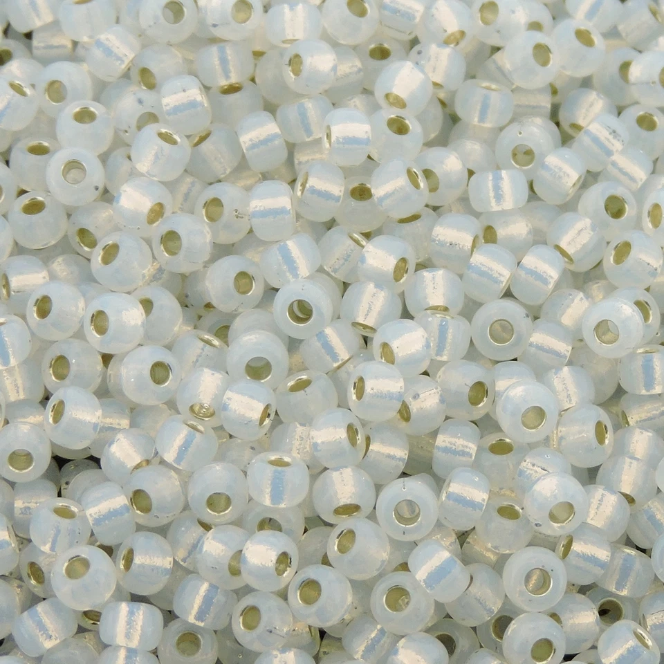 Miyuki Round Seed Beads Size 8/0 Gilt Lined White Opal 22 Gram Tube 8-551
