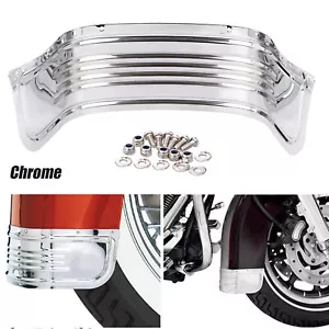 80 - 13 CHROME FRONT FENDER RIBBED SKIRT For Harley touring softail ELECTRAGLIDE - Picture 1 of 12