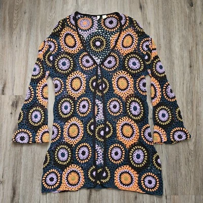 Cárdigan Anthropologie Moth Talla S/M Crochet Medalón Coachella Años 70 Abierto Boho Foto 1 de 4