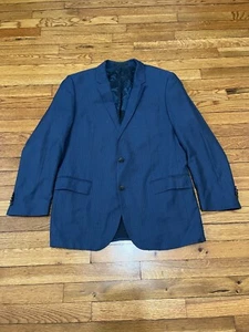 Hugo Boss Mens Blazer Sz 42R Blue Wool Pinstripe Suit Jacket 2 Button Sport Coat - Picture 1 of 7