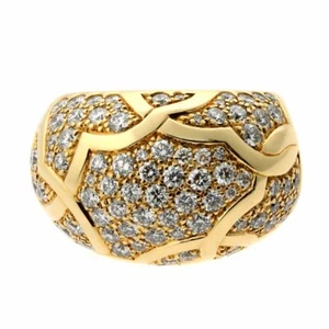 Chanel Camellia Flower Diamond Yellow Gold Bombe Cocktail Ring 18k Brilliant Cut - Picture 1 of 4