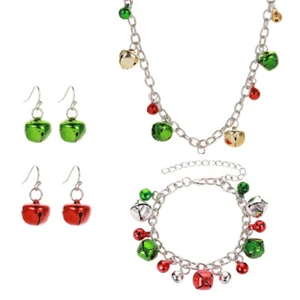 Set 4 Pezzi Collana Campana Miss Donna Bracciali Gioielli Natale - Foto 1 di 12