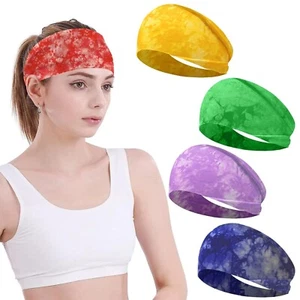 Sports Workout Yoga Headband Stretch Wide Hairband Armband Unisex Sweatband - Picture 1 of 19
