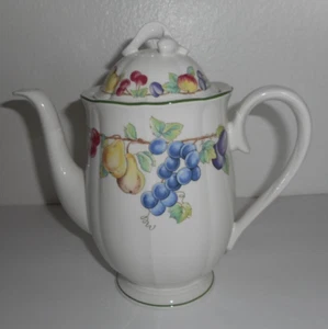 Villeroy & Boch MELINA Pitcher W Lid Tall Fruits Scallop Germany Porcelain Dish - Picture 1 of 13