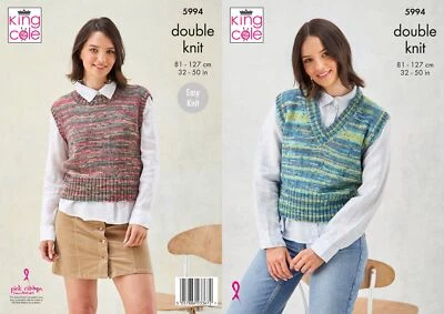 King Cole Pattern 5994 - Ladies - DK - Tank Tops - Knitting - V neck - Round