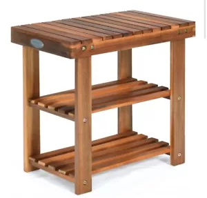3-Tier Wood Shoe Rack 19' Shoe Bench Freestanding Boots Organizer Heavy-duty - Picture 1 of 5