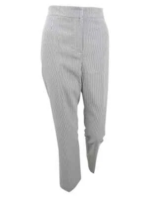 Le Suit Women's Petite Striped Seersucker Pants, White/Black Sz-2P   NWOT+Defect - Image 1 of 4