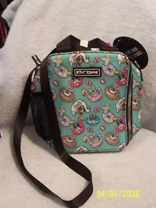 Betsey Johnson Isoliertasche Lunch Tragetasche mit Flaschenhalter Hunde auf Schwimmern im Pool - Bild 1 von 4