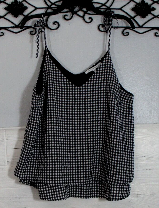 Top para mujer Collective Concepts talla L sin mangas multicolor a cuadros cuello en V Foto 1 de 4