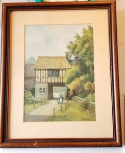 VINTAGE WILL OUTHWAITE" CATESBY HOUSE" PRINT WOOD FRAMED 18x15 ANTIQUE - Picture 1 of 11