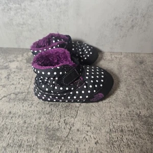 The North Face Purple Baby Booties Infant Size 0 Polka Dots Newborn Black White - Picture 1 of 5