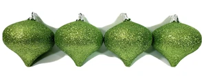 Glitzer grün bruchsicher Träne Ornamente 3" x 4" 4er Set - Bild 1 von 6