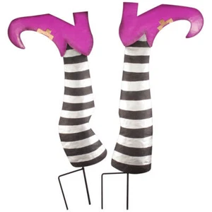 Upside Down Metal Witch Legs Ground Stakes, Set of 2 by Fox River Creations - Picture 1 of 3