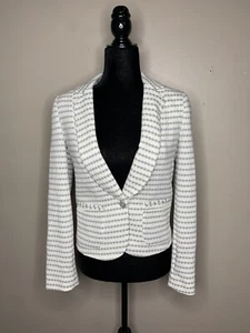 NEW Cartonnier Anthropologie Womens Size 2 Blazer Dress Jacket Gray Ivory NWT - Picture 1 of 10
