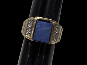 ANILLO CABALLERO PIEDRA AZUL SINTÉTICA ORO AMARILLO 10K - 5,9g (AZP026231) - Imagen 1 de 7