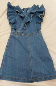 HABITUAL tween girls 12 denim ruffle cotton blend dress sleeveless - Picture 1 of 6
