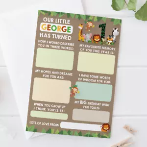 x10 Personalised Jungle Animal Time Capsule Cards 1st Birthday Christening Baby - Picture 1 of 2