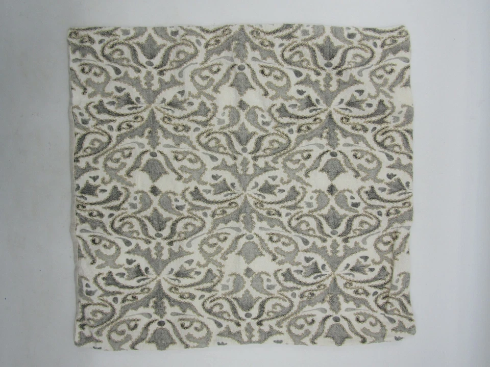 Pottery Barn Reilley Linen Embroidered Pillow Cover 22" sq Steel Gray #A139 - Image 1 of 4