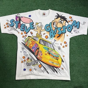 Vintage 1996 NASCAR Flintstones Cartoon Network AOP Size XL Shirt Wacky Racing - Bild 1 von 9