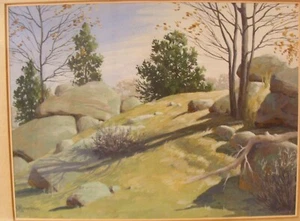 Antique Bertram G Bruestle Impressionist Landscape W/C Painting - Picture 1 of 9