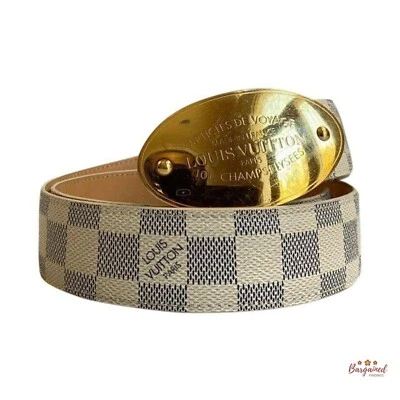 Cinto de viagem autêntico Louis Vuitton Damier Azur couro lona tamanho 80/32 unissex - Imagem 1 de 4