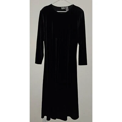Jacqueline Ferrar Black Velvet Dress Full Length Long Sleeves Plus Sz 18W Modest - Image 1 of 4