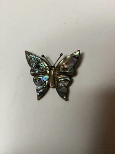 Vintage Sterling Silber Abalone Inlay Schmetterling Brosche Anstecknadel - Bild 1 von 10