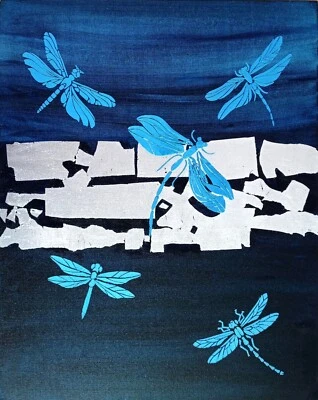Dragonflies Painting Original Oil Artwork 16x20" Dragonfly Decor Original Art - Image 1 of 4