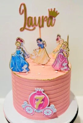 Princesses Disney Cake Topper Glitter 3D - Name and Age Personalized - Image 1 of 3