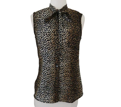 D&G DOLCE GABBANA animal print sleeveless top IT 42 US 6 tie neck Foto 1 de 4
