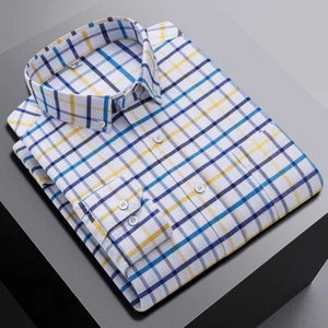 Herren Oxford Hemden Formell Business Langarm Baumwolle Freizeit Hemden Tops - Bild 1 von 14