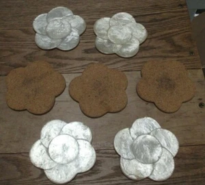 7 VG Pre Owned Vintage Opalescent Pearly Floral Coasters 3 7/8" (9.8 cm) Dia B - Picture 1 of 1