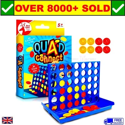 Four in a Row Board Game 4 Line Family Entertainment Kids Fun Travel Small Size - Image 1 of 4