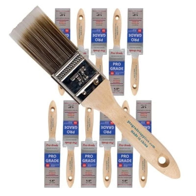 VERMEER 12-Pack - 1.5" Flat Brushes for All Latex and Oil Paints & Stains