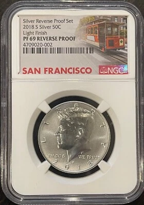2018-S Silver Reverse Proof Kennedy Half Dollar NGC PF69 Light Finish - Image 1 of 2
