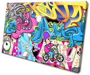 Graffiti Urban art SINGLE CANVAS WALL ART Picture Print VA - Picture 1 of 1