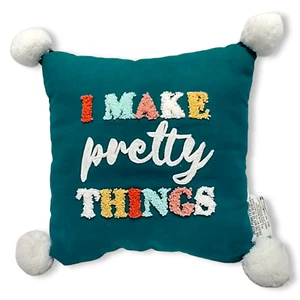 Decorative Throw Pillow - I Make Pretty Things - Teal - Arts & Crafts - Imagen 1 de 10