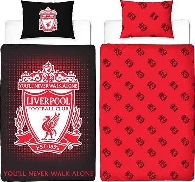 LFC Liverpool FC YNWA Logo Single Duvet Set Reversible Football Bedding Pillowcases