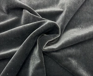 EXCLUSIVE PLUSH MOHAIR SHADOW GRAY VELVET UPHOLSTERY DRAPERY FABRIC BY YARD 55"W - Picture 1 of 5